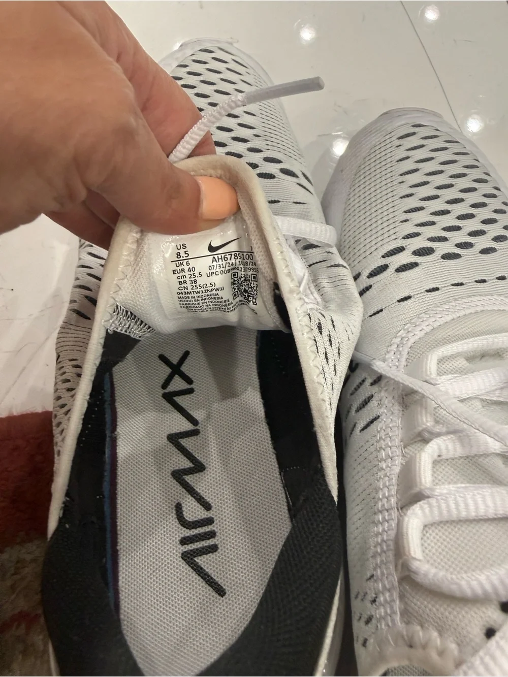 Nike Air Max 270 Women's Athletic Sneakers in White and Black